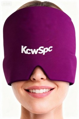 KcwSpc Headache Relief Cap Gel Therapy Mask Hot Cold Compression Purple One Size