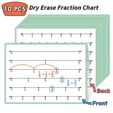 10x Fraction Manipulatives Dry Erase Board Flash Cards,Educational Math