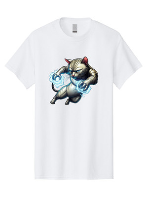 Robot-Cat Mens Graphic Tee, 100% Cotton, Casual Summer Wear
