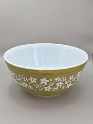 Vintage Pyrex 403 Green Spring Blossom Crazy Daisy 2 1/2 Quart
