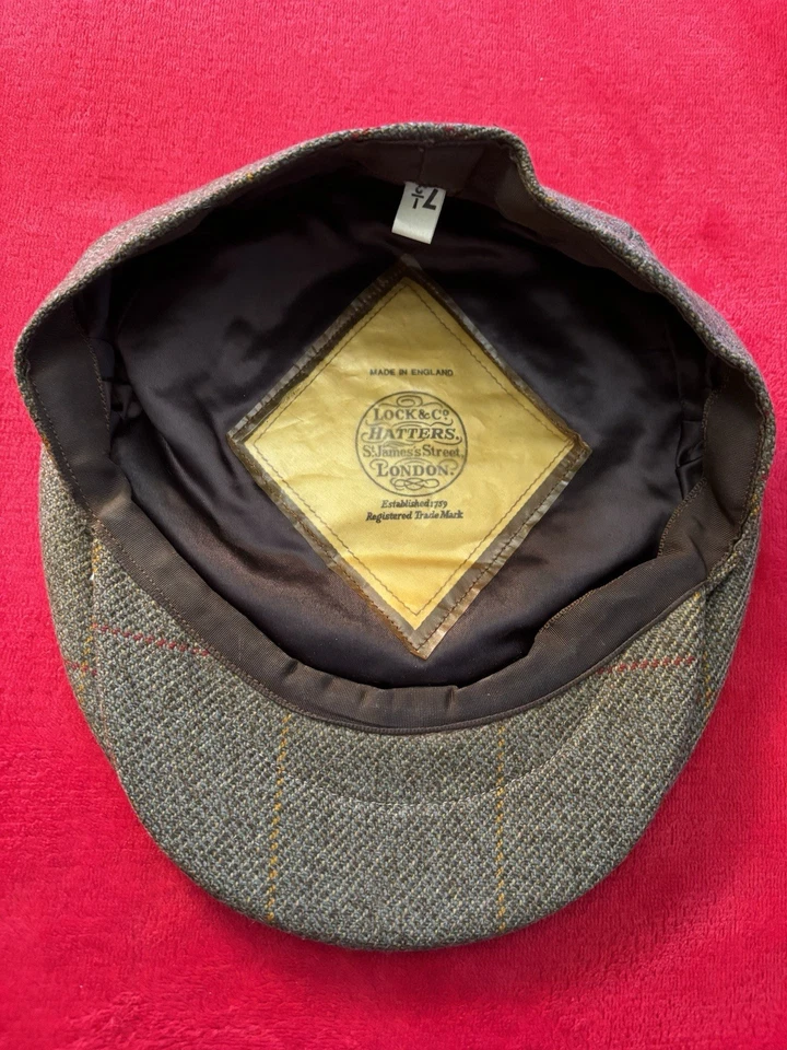 Lock & Co London Hatters Tweed Flat Cap men's size 7 1/2 Made in England EUC - Image 2 of 4