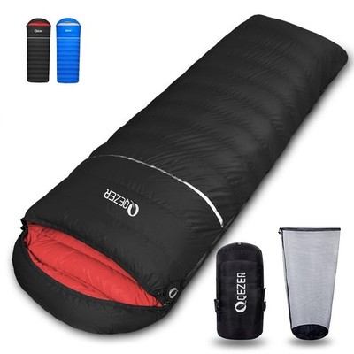 QEZER Down Sleeping Bag for Adults 600 Fill Power Down Sleeping Bag Cold Weat...