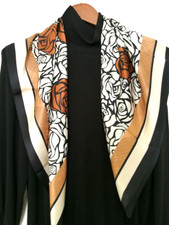 35"x35"Brown Roses Print Pure Mulberry Satin Silk 14momme Scarf 88x88cm5-185