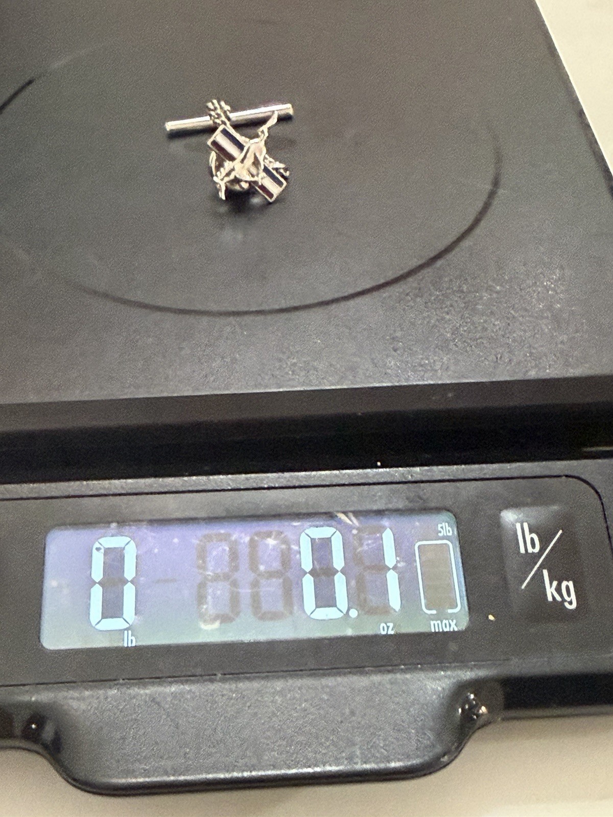 Ford Mustang Tie Tack Lapel Pin Running Horse Silver Tone Chain Bar Back 