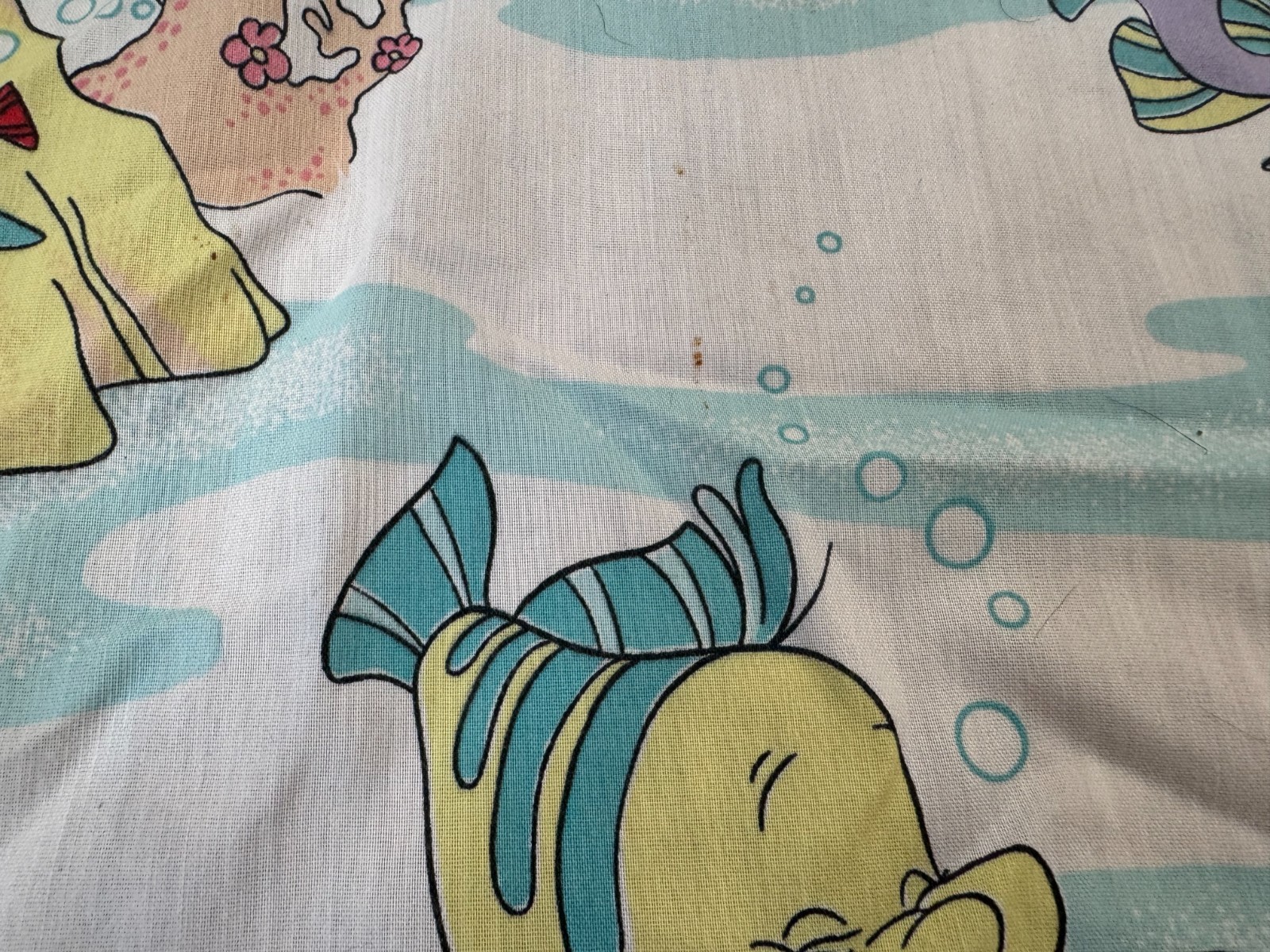 Vintage 90s Disney The Little Mermaid Twin Flat Sheet Only Poly Cotton: READ