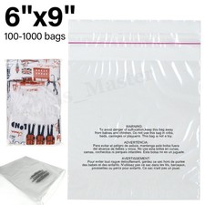 6x9 Clear Poly Bags with Suffocation Warning Resealable OPP Cello Merchandise