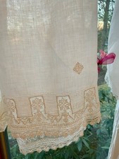 Antique Edwardian Cotton Bloomers c.1905  1915  Filet Lace Ribbon Hem  L