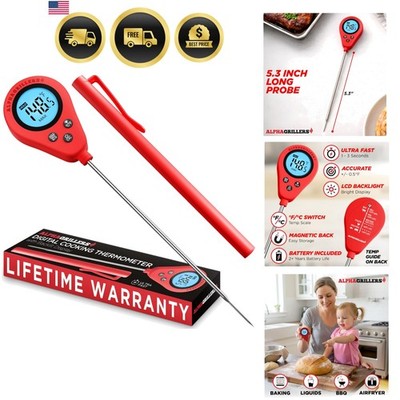 Instant Read Meat Thermometer, Digital Food Thermometer for Cooking, Bread Th...