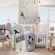 Lambs  Ivy Mickey Mouse 4Piece Crib Bedding Set, Gray