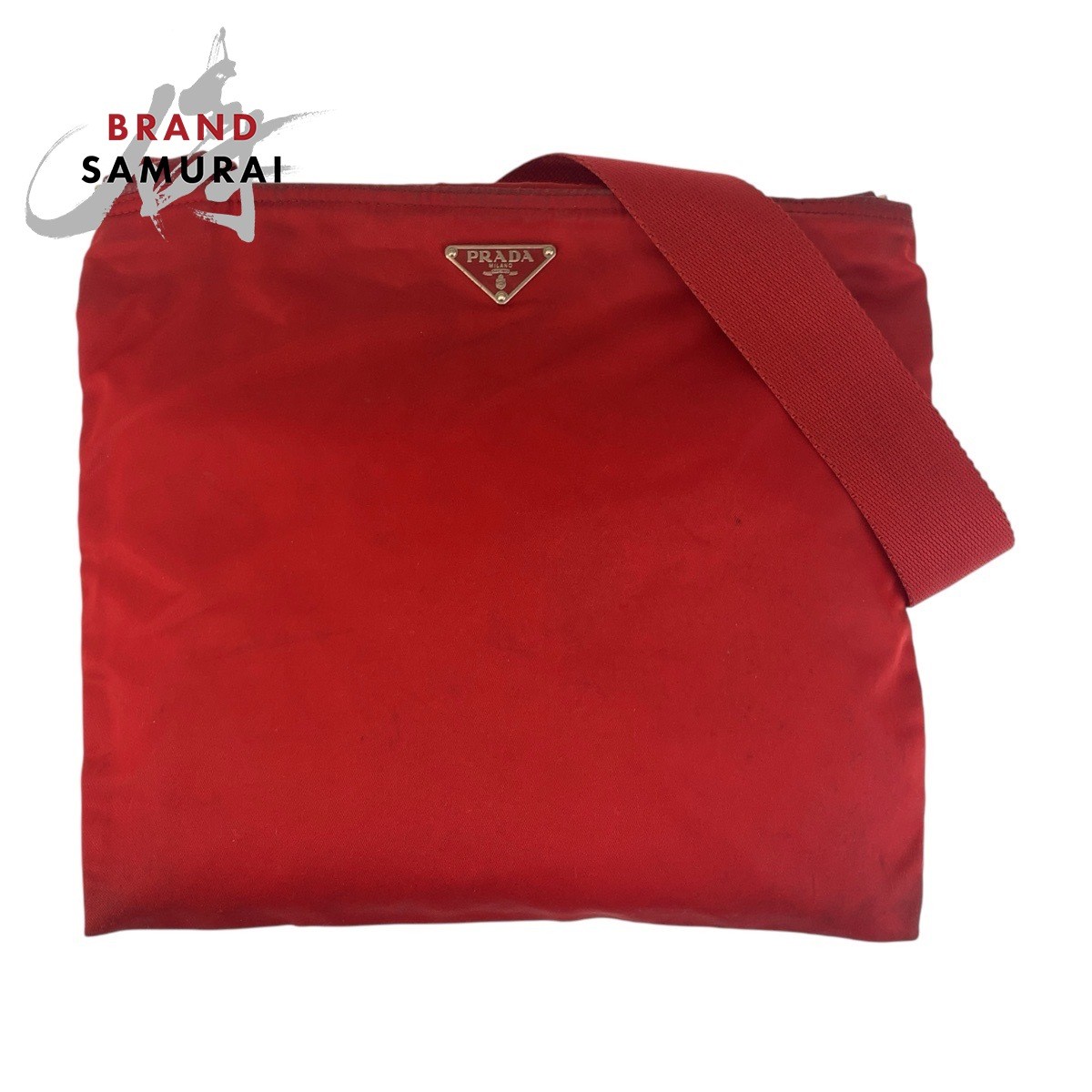 Prada Tessute Triangle Logo Red Silver Metal Nylon Crossbody Shoulder Bag
