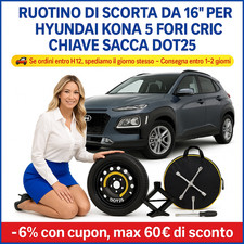 👉Ersatzrad 16" Für Hyundai Kona 5 Löcher Wagenheber Schlüssel Tasche DOT2025✅