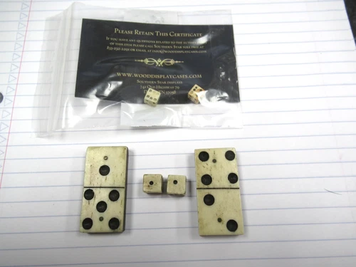 Antique Civil War 2 Pairs of Dice & Dominos Soldier Used Cool Camp Items