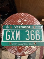 License Plate Vermont Green Mountain State     GXM 366 Expired