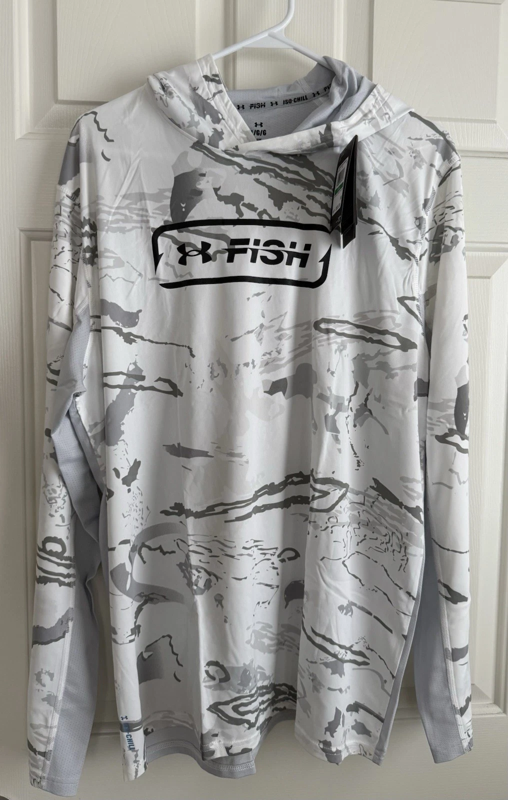 Under Armour Mens Large Iso-Chill Fish Pro Camo Shorebreak Hoodie 🐟 NEW UPF 50+