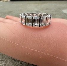 All GIA Platinum 1/2 Carat Each Natural Emerald Diamond G+/VS+ Eternity 8.22 CTW