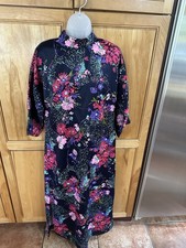 Vintage 70s Sun Fashions of Hawaii 14 44  Bust Navy Floral Hawaiian Maxi Dress