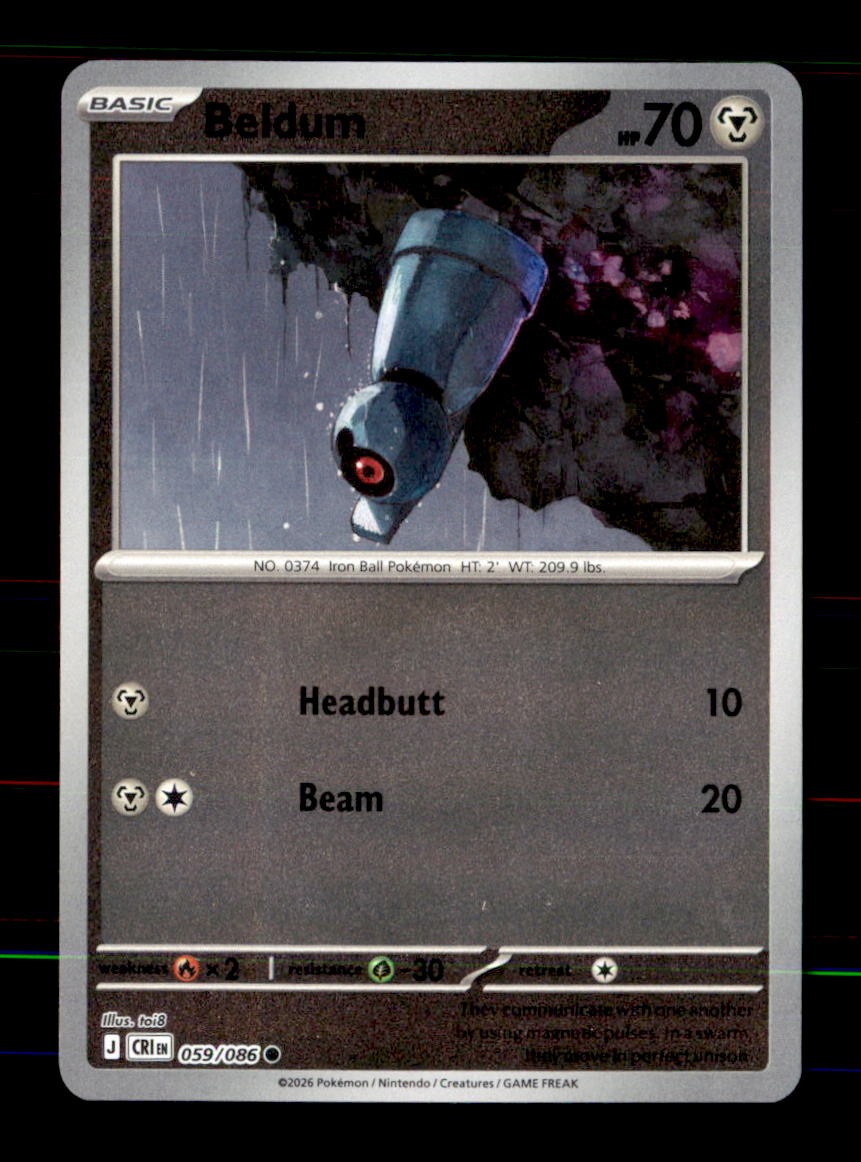 Beldum 059/086 Common Chaos Rising Pokemon Reverse Holo Near Mint