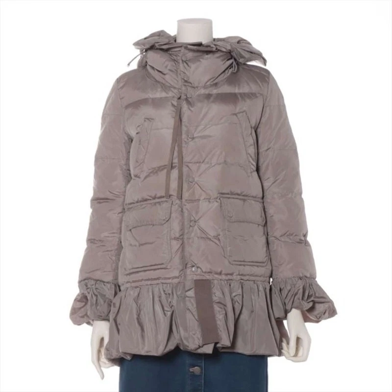 Cappotto MONCLER taglia 1 tortora zip serre giubbotto piumino con cappuccio
