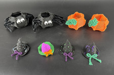 Completed Plastic Canvas Halloween Lot Decor Pumpkins Spiders Felt Witch Hats