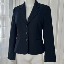 TAHARI Women  s 3-Button Navy Dark Pinstripe Pattern Blazer Size 6