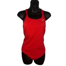 Nike HydraStrong Womens One Piece Swimsuit Red Crossback NESSA001 Size 12 38