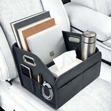 Foldable Car Storage Organizer 8 Compartment PU Leather 12.6 Inch Caddy