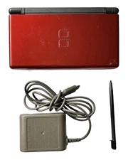 Nintendo DS Lite Crimson Handheld System Red w/ Charger & Stylus *TESTED*
