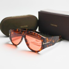 Tom Ford Bronson TF1044 Havana Frame Red Lens 60-12 Sunglasses New With Case