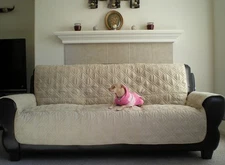 Bonded Micro Suede fully quilted Pets Sofa Love seat arm chair slipcovers throw