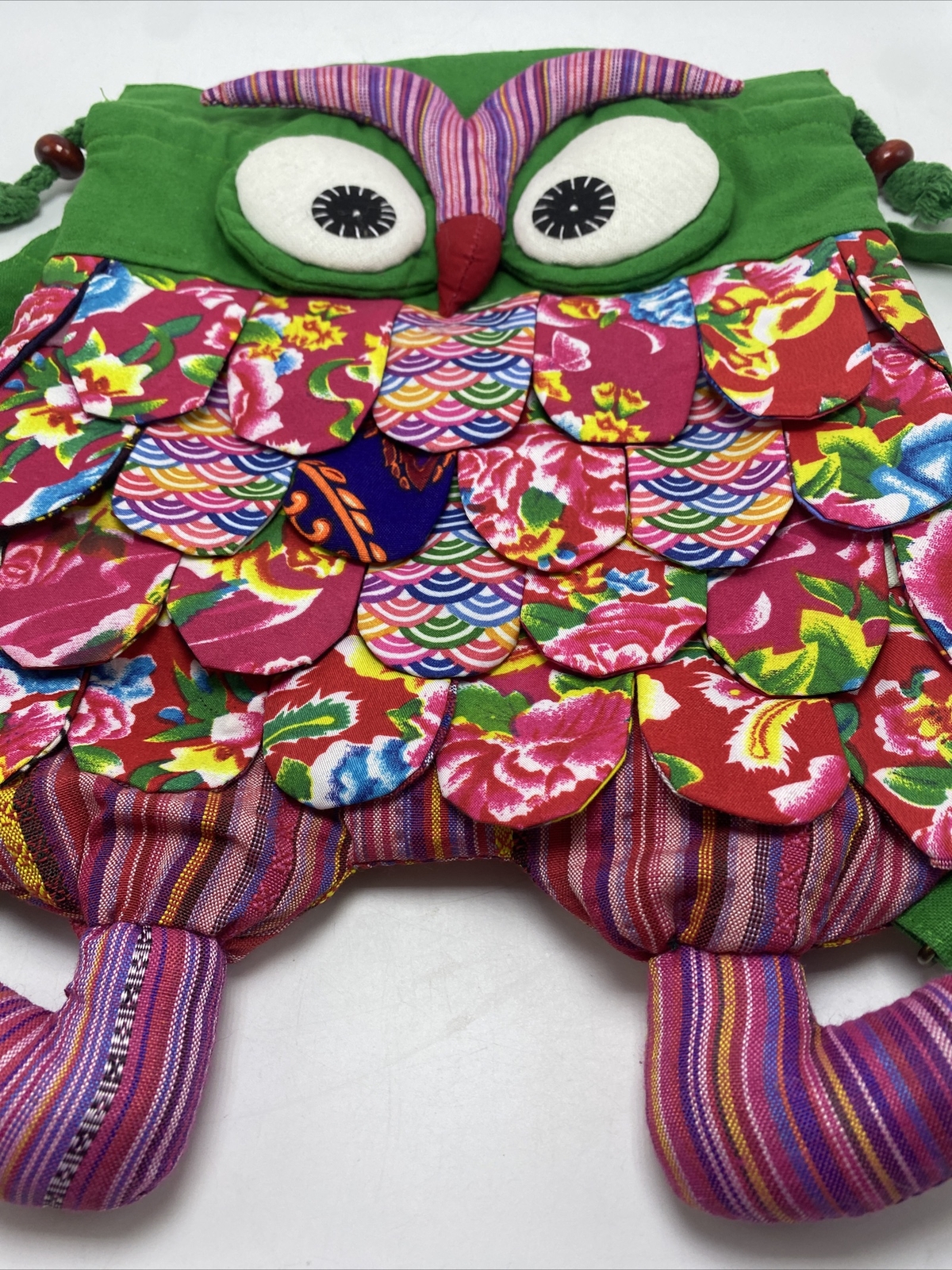 Handmade Boho Owl Patchwork Multi-Color Back Pack… - image 5