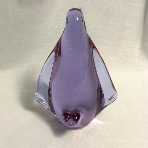 Vintage Murano Style Purple Art Glass Penguin Paperweight / 6" - Picture 19 of 20
