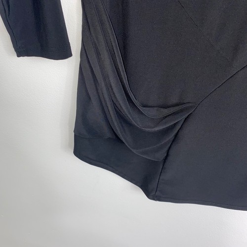 SYMPLI 3/4-Ärmel Tunika Bluse Top Gr. 6 schwarz drapiert Fronttasche dehnbar - Bild 4 von 8