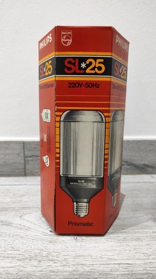 PHILIPS SL 25 PRISMATIC 220V 50HZ 25 WATT 1200 LUMENS BULB VINTAGE 70s