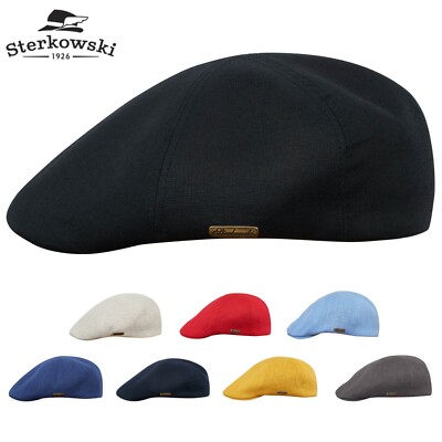 Sterkowski RUSTY Leinen Sommer Flat Cap Super Leicht Duckbill Schiebermütze