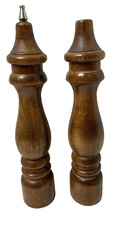 Vintage Wood Salt Shaker and Pepper Mill Set 11" Made in Japan