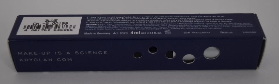 Maquillaje profesional Kryolan Proliner azul nuevo 0,14 oz Foto 2 de 4