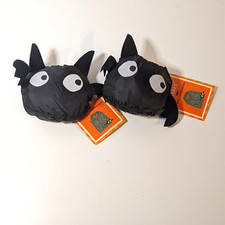 2 Halloween Bat Shopping Bags Tote Bag Trick or Treat Sack, Compact, Reusable