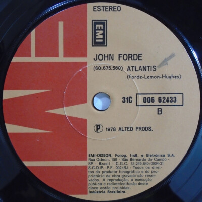 JOHN FORDE STARDANCE / ATLANTIS BRAZIL 1978 FIRST PRESS 7 JOHN FORDE STARDANCE / ATLANTIS BRAZIL 1978 FIRST PRESS 7