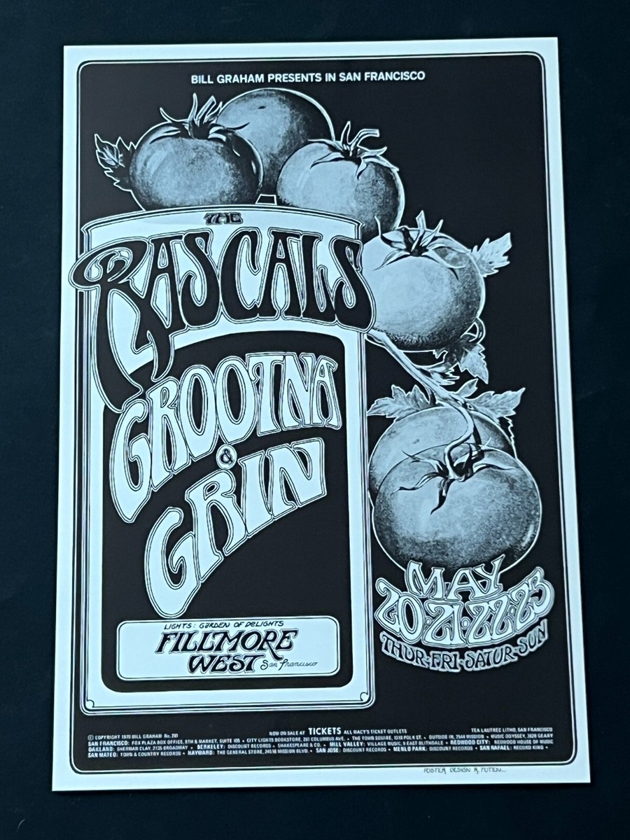 Original Young Rascals San Francisco Fillmore Concert Poster from