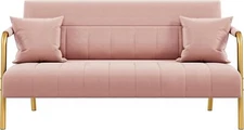 Yaheetech 56.5" W Modern Sofa Small Sofa Luxurious Velvet Fabric Couch