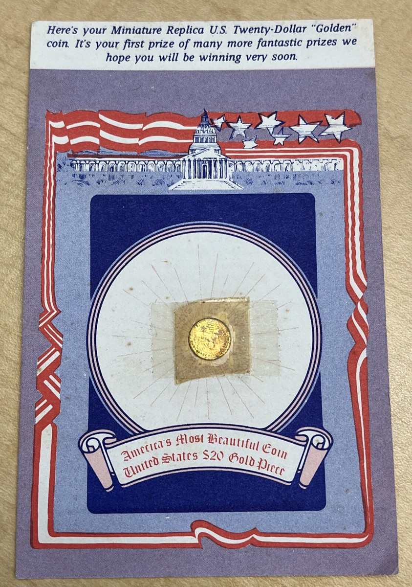Miniature Replica U.S. Twenty Dollar $20 Golden Coin Saint-Gaudens