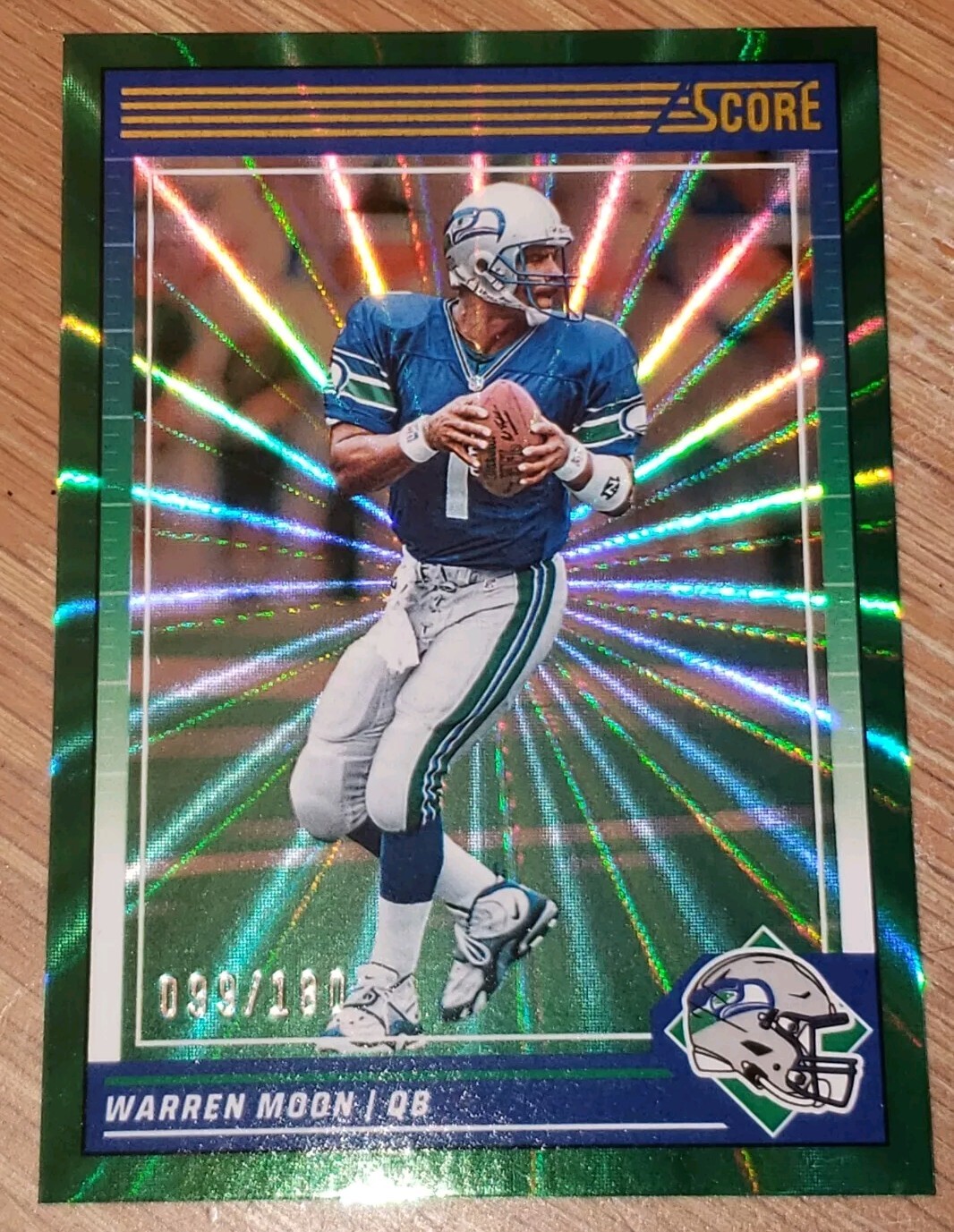 Warren Moon 2024 Score Football Green Spokes  Parallel #295 Seahawks #099/180