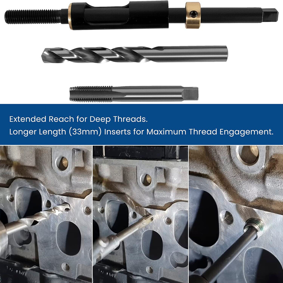 M11x1.5 Head Bolt Thread Repair Kit 35119S for Cadillac Honda Toyota GM