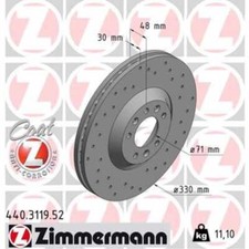ZIMMERMANN 2x Bremsscheibe vorne Ø330 mm beschichtet für Peugeot 407 SW 6E_ 2.0