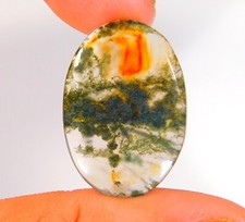 14 Cts Natural Green Moss Agate Oval Cabochon Loose Gemstone 28x18x3 mm CG 0141