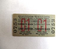 Mid & G N J'nt Comm Long Sutton to Yarmouth Beach 3rd Return Ticket 0753 Unused