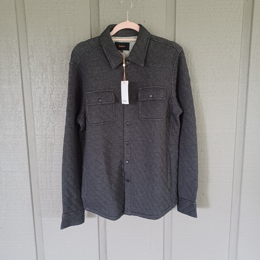 Quince Men Organic Cotton Blend Quilted Overshirt Size M Long Sleeve Button