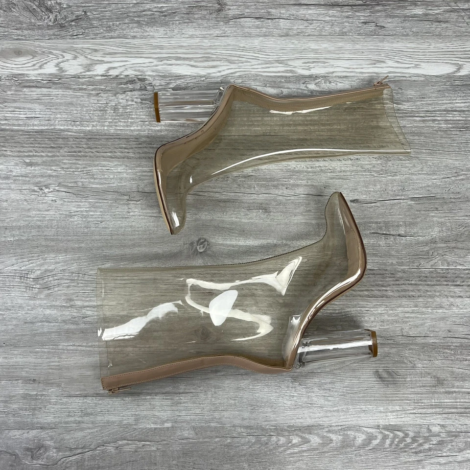 Модный новый женщин вкратце пальцы на высоких каблуках прозрачный молнии ботильоны Clubwear - Изображение 3 из 4