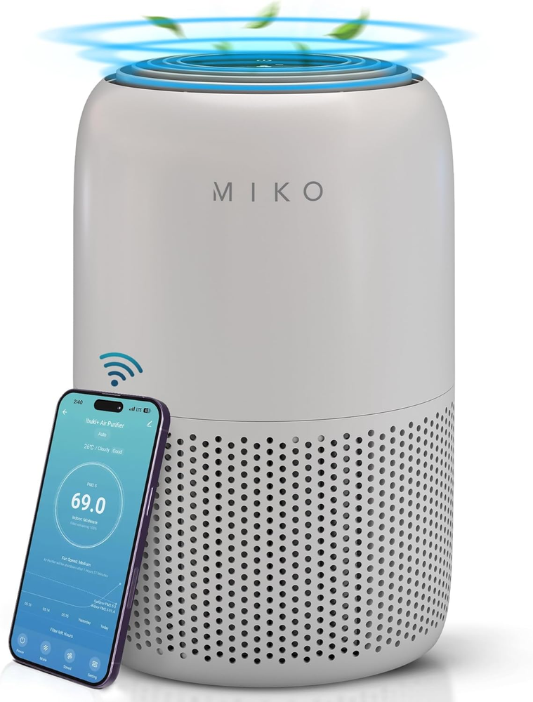 Air Purifier for Bedroom with 3-In-1 HEPA Filter & Sleep Mode, Whisper Quiet, Co