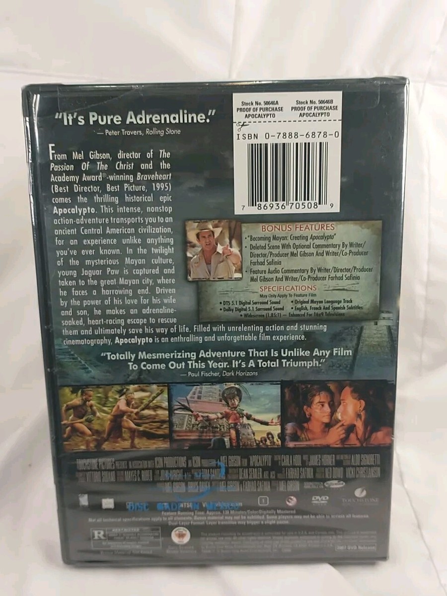 Mel Gibson's Apocalypto (DVD, 2007) Brand New Factory Sealed Free